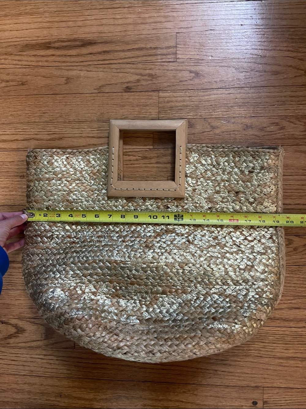 ANTIK KRAFT 100% jute wooden handle woven tote bag - Picture 5 of 10